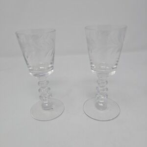 Vintage Cambridge Laurel Wreath Clear Cordial Glasses (2)‎